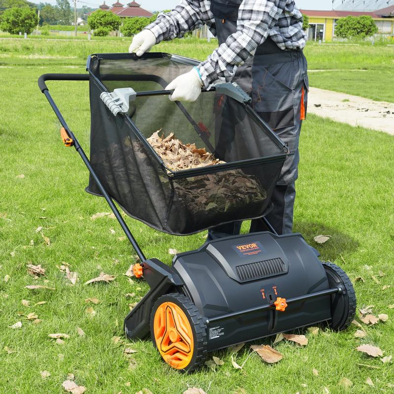 VEVOR Push Lawn Sweeper 21-Inch Leaf & Grass Collector with 3.5 cu. ft. Mesh Collection Hopper Bag,  , 2 Spinning Brushes & Strong Rubber Wheels VEVOR Super Brand Day