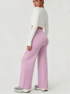 Women's High Waisted Solid Color Flare Yoga Pants, Fitness Running Sport Long Trousers, Comfortable Fashion Sports Wear