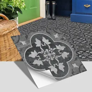 12pcs/24pcs Waterproof Thickened Self-adhesive Floor Tiles, Linear Pattern Design, Suitable for Kitchen Backsplash, Stairs and Bathroom Floor Decoration, 7.87 inches X 7.87 inches, 11.81 inches X 11.81 inches