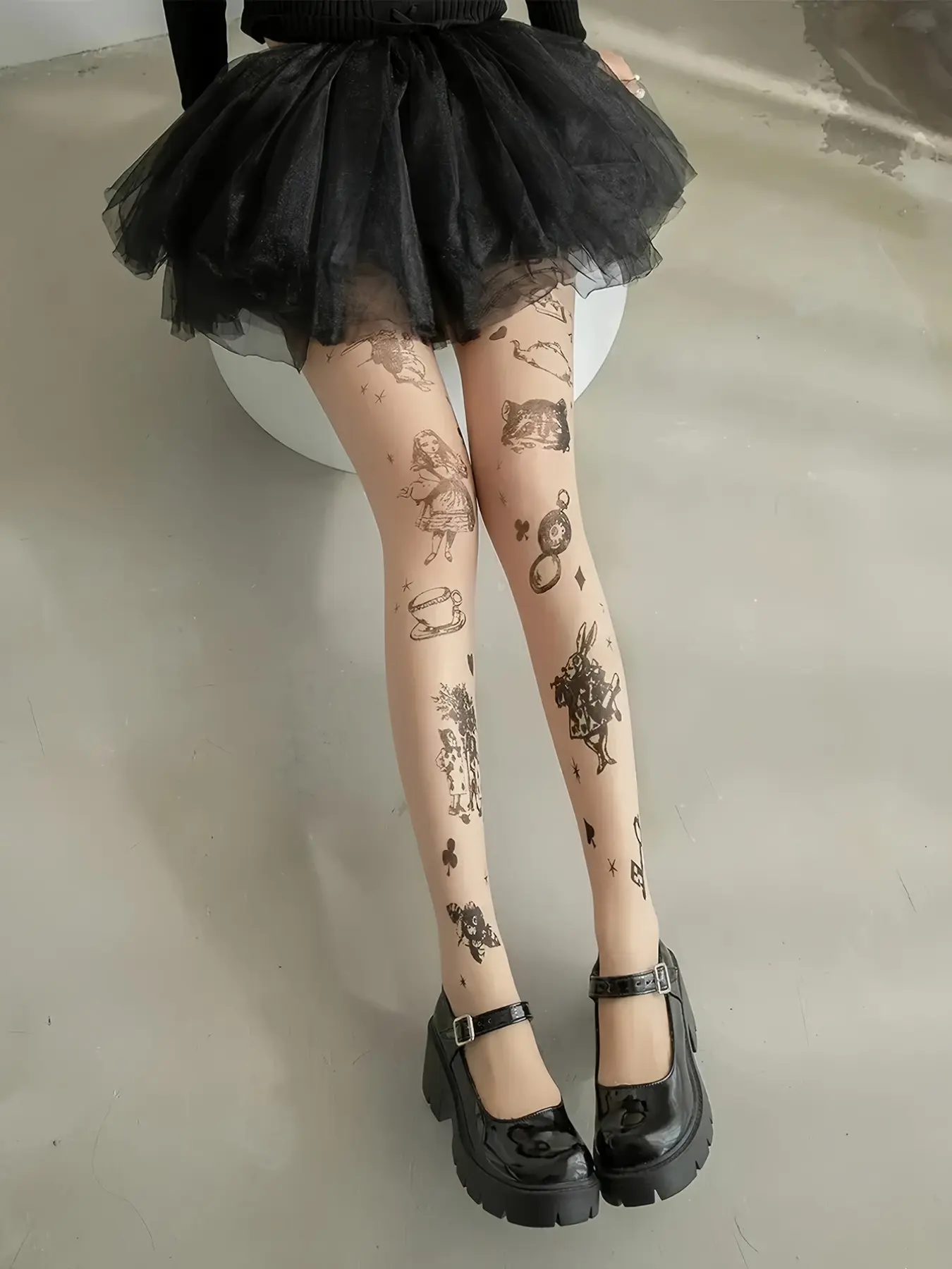Women's Fashion Cartoon Bunny Tights, Easter Themed & Cute, Spring Rabbit Print Tights for Holiday, Slim-Fitting, All Seasons, Womenswear, Women Pantyhose, Clothing