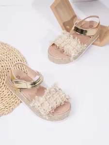 Girls' Minimalist Fashion Braided Comfortable Flat Outdoor Hemp Rope Sandals, Ideal for Daily Wear and Casual Occasions