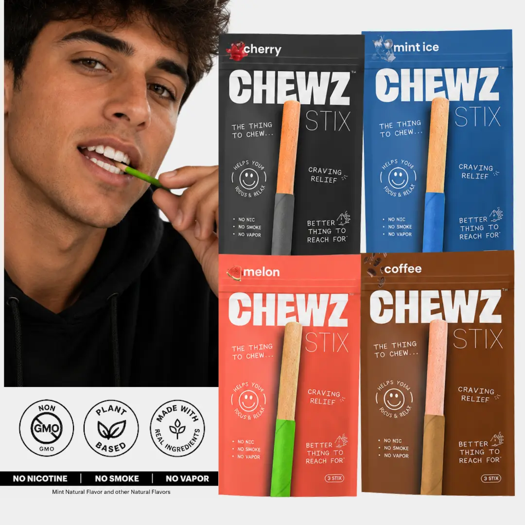 CHEWZ Chewable Stix — Flavored Birchwood Fidget Tool, Variety Pack | Sugar Free, Non-Electronic
