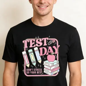 Motivational Test Day T Shirt for Men and Women Soft Cotton Crewneck Comfort Fit Exam Student Gift S to XXXXL