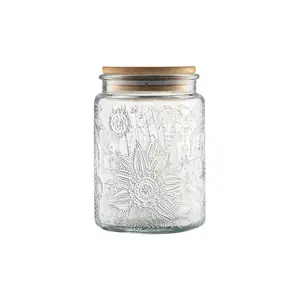 Vintage Glass Jar with Lid, 23.7oz Airtight Glass Storage Canister Glass Food Storage Containers for Kitchen Counter, Pantry, Decorative Jar for Coffee, Tea, Sugar, Easter. Candy Cute Jar