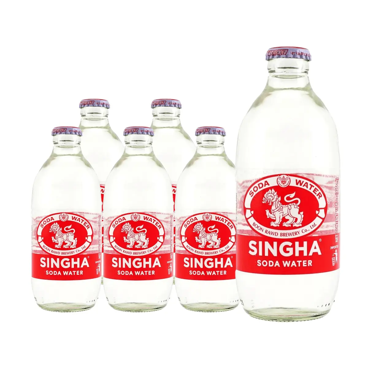 SINGHA Thai Sugar-Free Soda Water 325ml (6-Pack) - Zero Calorie Sparkling Drink