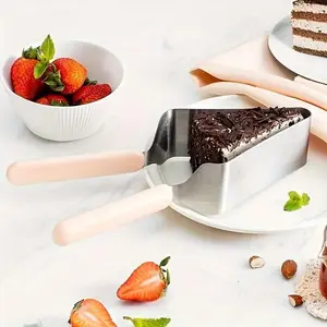 Stainless Steel Cake Slicer & Server, Ergonomic Handle, Triangular Cake Transfer Tool, Durable Baking Tool for Weddings & Parties