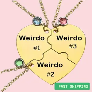 Custom Sterling Silver Heart Necklace & Earrings Set - Friendship Jewelry for 3 Best Friends & Sisters - Personalized Matching Jewelry with Heart-Shaped Zircon & Custom Pendants