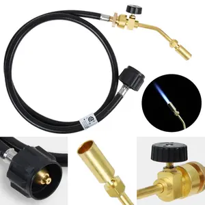 [Summervibes] 1 Pcs Propane Gas Torch Kit with 6 Ft Hose And Regulating Valves,Detachable Multi-Use Welding Tool Easy Install,for Brazing,Cooking,BBQ,Dual Usage Modes for 1 Lb Mapp Cylinder And 5-20 LB Propane Tanks