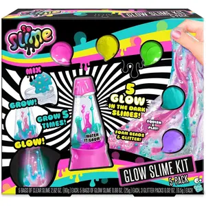 So Slime Glow Slime 5 Pack, Fun Glow in The Dark Slime Kit with Container. Stretch, Squish & Play