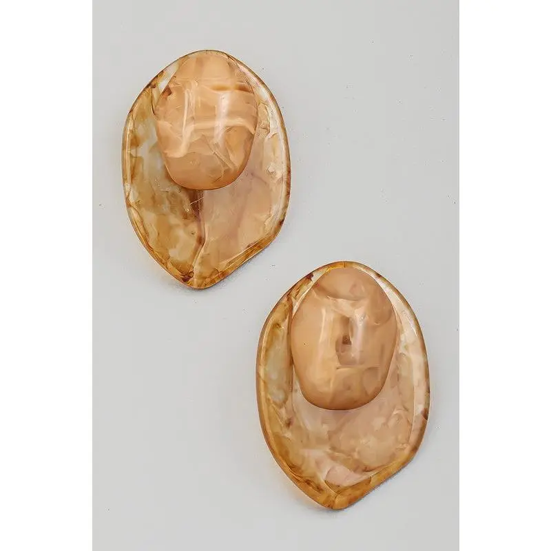 Erika Brown Aceate Ornate Oval Earrings