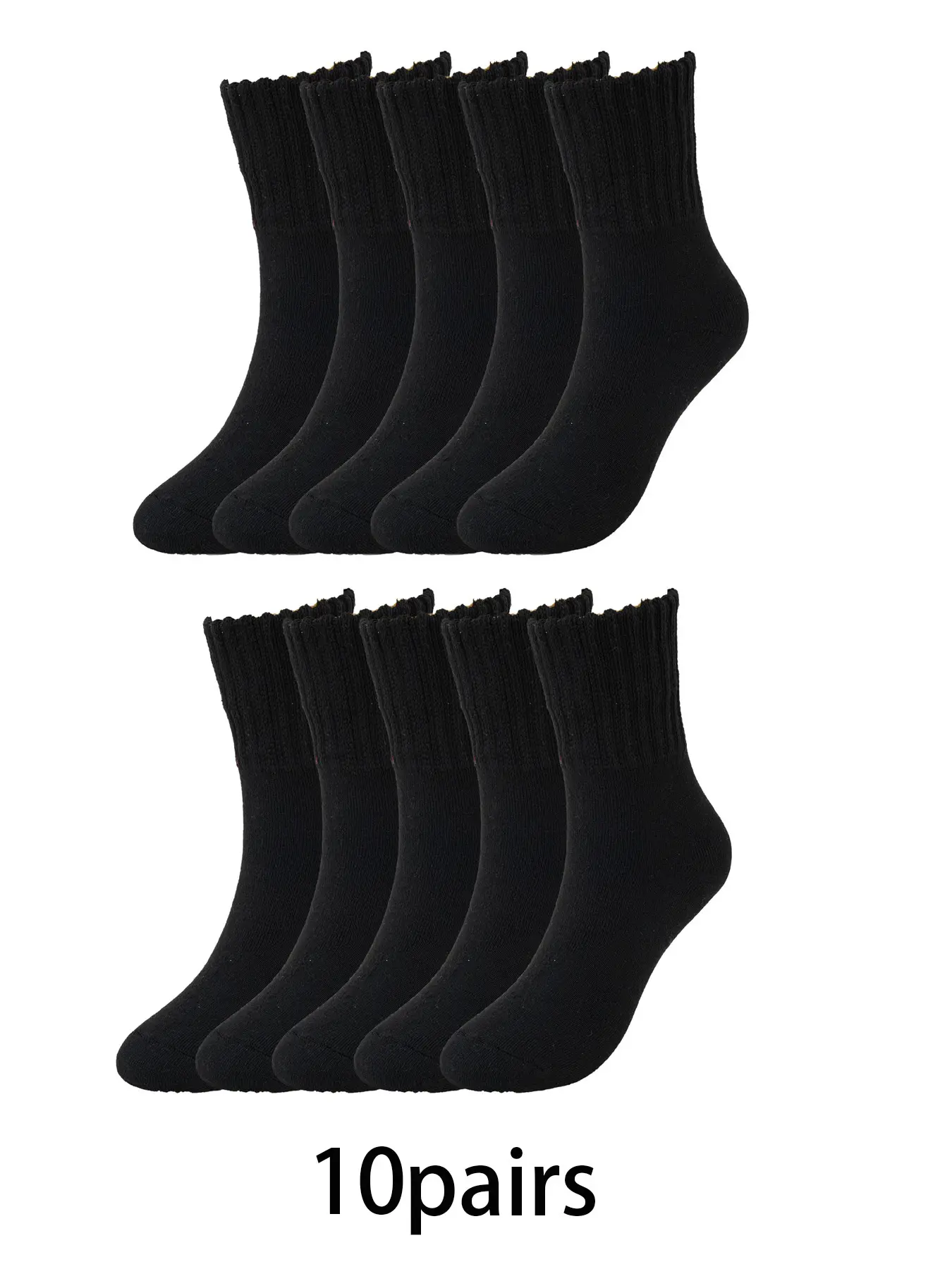 10pairs Simple Solid Color Knitted Socks Casual Daily Socks Comfortable, Warm, Versatile, Thick Plush Socks Suitable for Women's Daily Commuting and Home Wearing