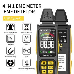 Mestek Emf Meter Electromagnetic Field Radiation Detector 30MHz~8GHz High Frequency Rechargeable Counter Emission Dosimeter Frequency Warn Meter