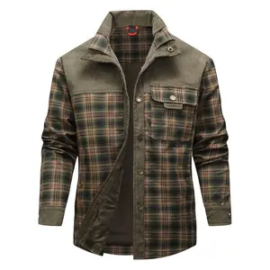 American retro-style multi-pocket plaid shirt jacket, suitable for outdoor leisure and fashion matching. Classic Plaid Workwear Style Jacket