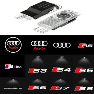 2Pcs For AUDI Sline A1 A3 8P 8L A4 A5 A6 A7 A8 TT Q3 Q5 Q7 Q8 S3 S4 S5 S6 S7 RS Quattro LED Car Door Projector Ghost Shadow Lamp Car Logo Welcome Light Accessories Led Car Lights