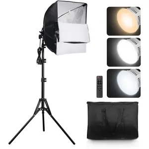 VEVOR Softbox Lighting Kit, 16" x 16", Professional Softbox with 45W LED Bulbs, 3000-6500K Adjustable Color Temperature, Tripod Stand, Studio Lights for Photography, Vedio Recording, Live StreamingSummervibes