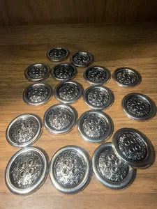 Silver flat 4 hole button for DIY crafts, clothing, decoration