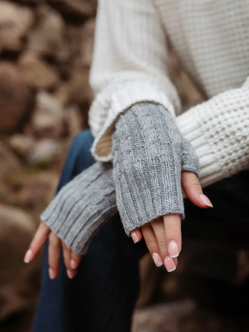 Baby Alpaca Fingerless Gloves, Texting Mittens, Wrist Warmers
