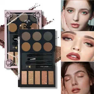 Waterproof and sweat-proof eyeshadow, eyebrow powder and eyebrow cream three-in-one contouring palette set