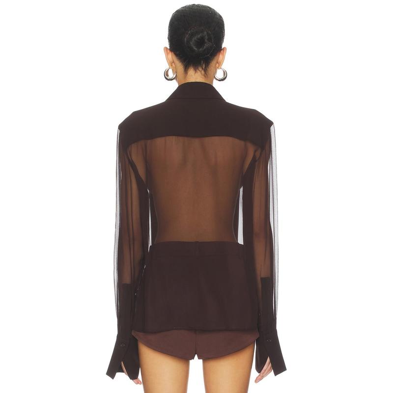 SANS FAFF Meghan Panelled Silk Blouse in Black