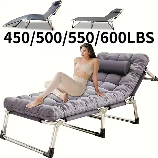 8-foot/10-foot Stand 70.4-inch/74-inch 450/500/550/600LBS Heavy-duty Folding Bed | Camping Bed with Flip-up Mattress (Mattress Included), Portable Guest Bed, Suitable for Teenagers, Adults, Travel, Garden, Balcony