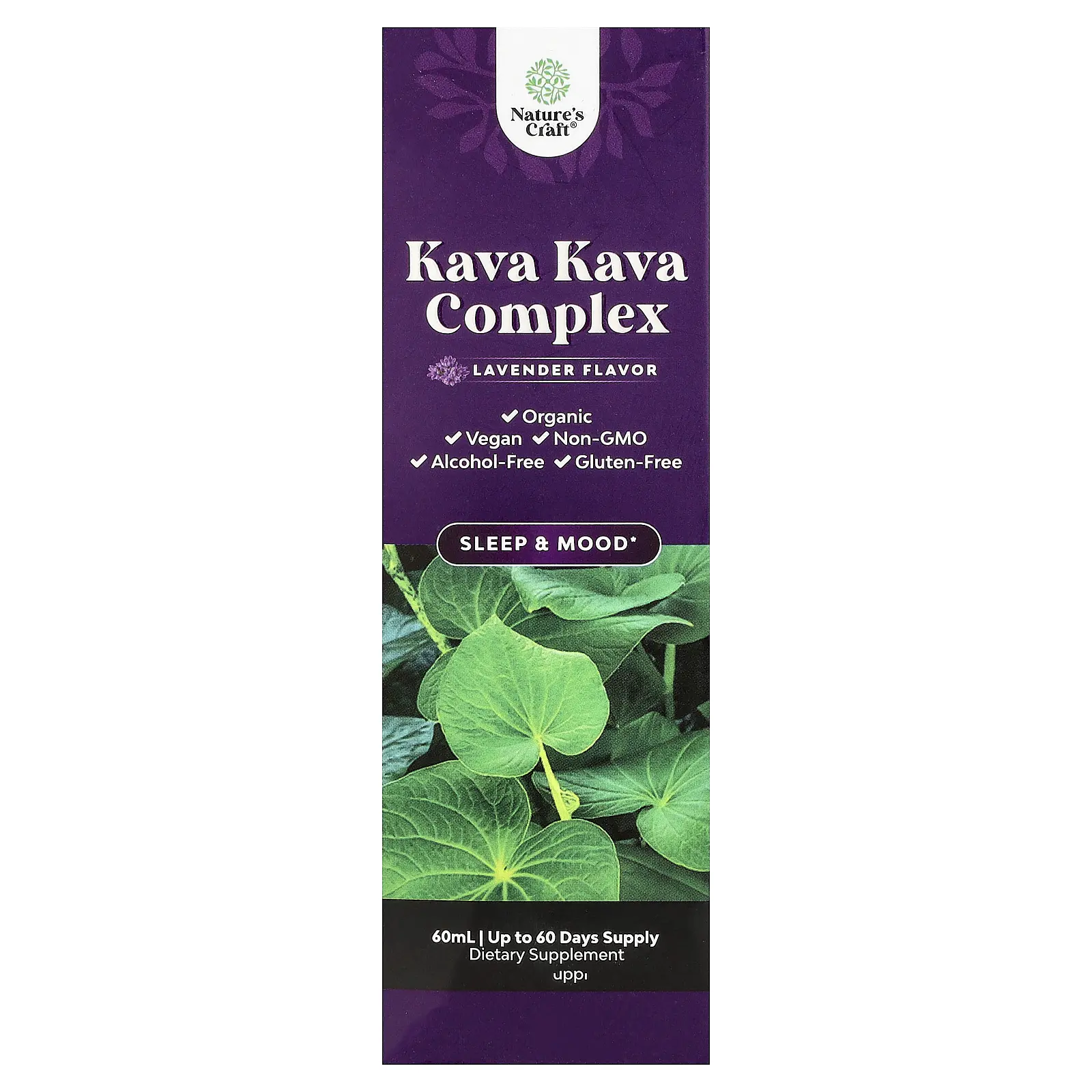 Nature's Craft Organic Kava Kava Complex, Alcohol-Free, Lavender, 60 ml