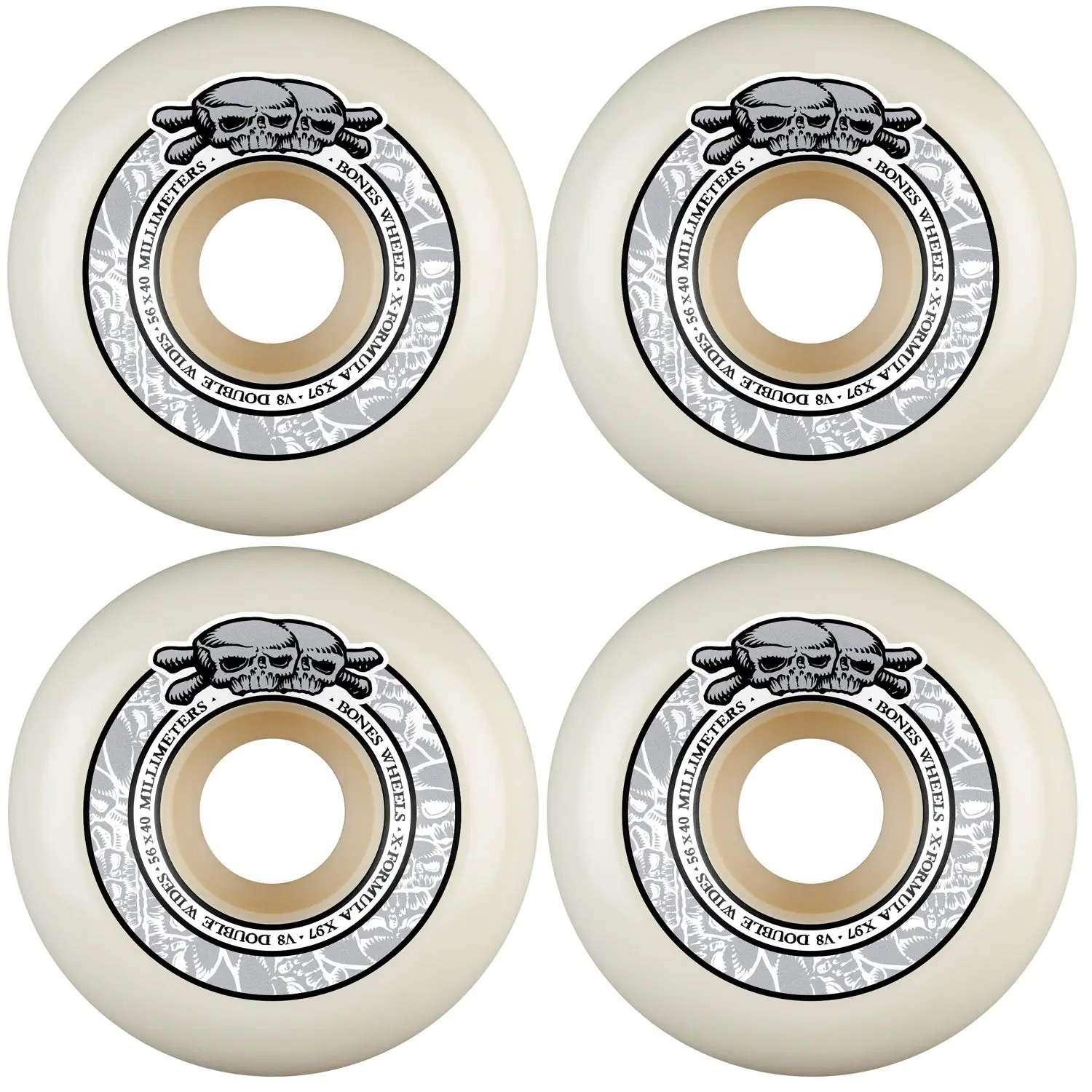 Bones Skateboard Wheels 56mm 97A X-Formula V8 Double Wides