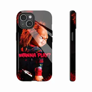 Halloween Chucky Wanna Play Mobile iPhone Case. Impact-Resistant Double Layer PBT + TPU Mobile Protective Cover, Designed for iPhone 16/15/14/13/12/11 Pro Max/Plus