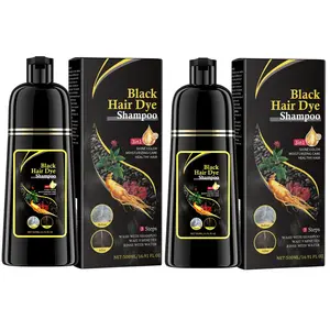 500ml Black Hair Dye Shampoo 3 in 1 Semi Permanent Hair Color Shampoo for Women & Men for Gray Hair Coverage, Natural Herbal Ingredients shampoo para pintar el cabello 3-in-1 instant conditioner