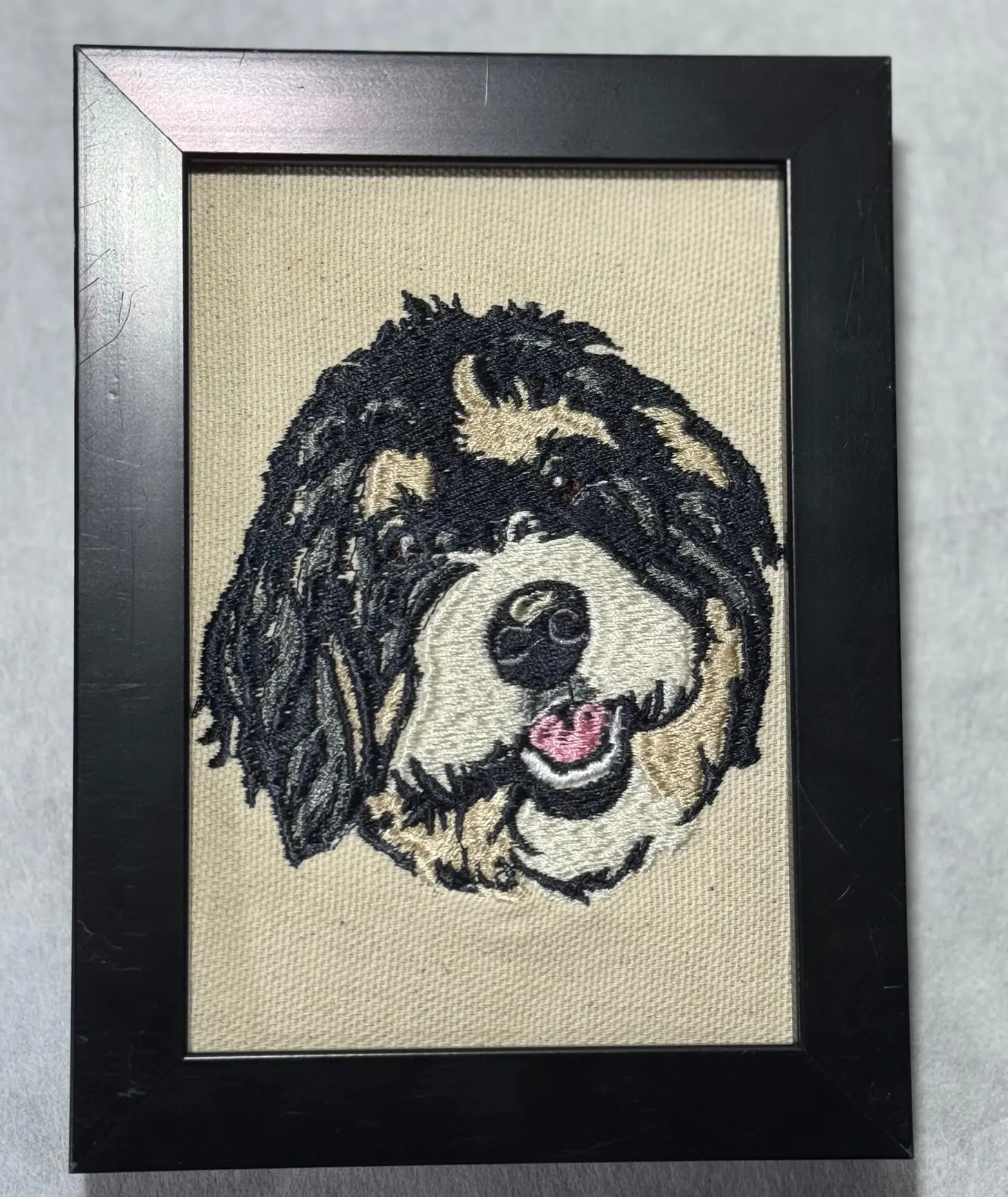 BerneDoodle Labradoodle Goldendoodle Poodle Mix Dog Breed Machine Embroidered and Framed! Unique Canine Charm Tabletop Decor for Home or Office! Other Designs and Breeds Available!