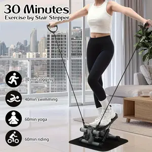 Hot 1cnt, 16.9*16.9*7.8 Inch Metal Gray Stepper, Small Home Use Fitness Equipment With Jump Rope, Adjustable Intensity Of Use, Leg And Hip Workout, Leisure Aerobics, All Ages, Indoor Exercise