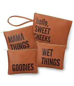 Miss Fong x MOMINSIDE Diaper Bag Organizing Pouches, Set of 4 Waterproof Leather Changing Diaper Clutch, Travel Bag Backpack Organizers, Christmas Baby Shower Gift Infant Newborn Musthaves