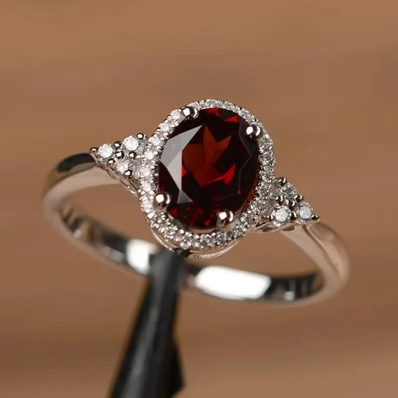 Women's Silver Plated Rings Ruby Emerald Sapphire Wedding Engagement Jewelry Hot Selling Fashion Accessories