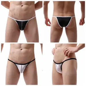 Men’s Low-Rise Nylon Lycra Swim Briefs - Sexy Black & White Slim-Fit Trunks