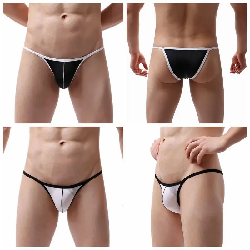 Men's Low-Rise Nylon Blend Quick-Drying Slim-Fit Swim Briefs - Black & White Swimming Activewear