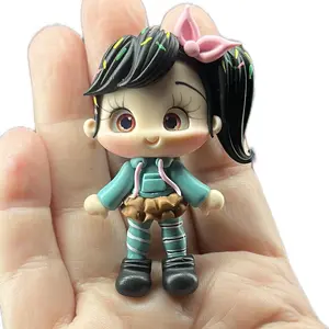 Clay Doll Claim Live Only Handcrafted Miniature Figurine with Unique Hair and Bow Detail