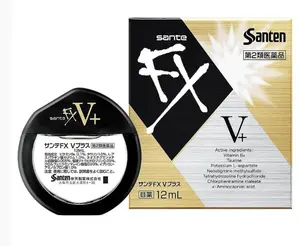 Santen Sante FX V+ Eye Drops - Extra Cooling & Refreshing, Reduces Redness & Relieves Eye Fatigue 12ml