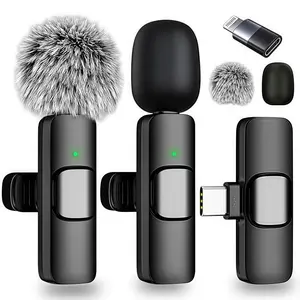 Wireless Lavalier Lapel Mic for iPhone iPad Android, 2 Pack Noise Reduction Mini Microphone with USB-C Adapter for Video Recording Podcast YouTube TikTok Vlog