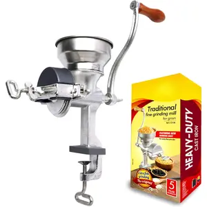Grinder with Low Hopper, Grain Mill, Manual Grinder For Corn, Rice, Soybeans, Pepper, Chickpeas, Cast Iron Wheat Grinder For Domestic Use