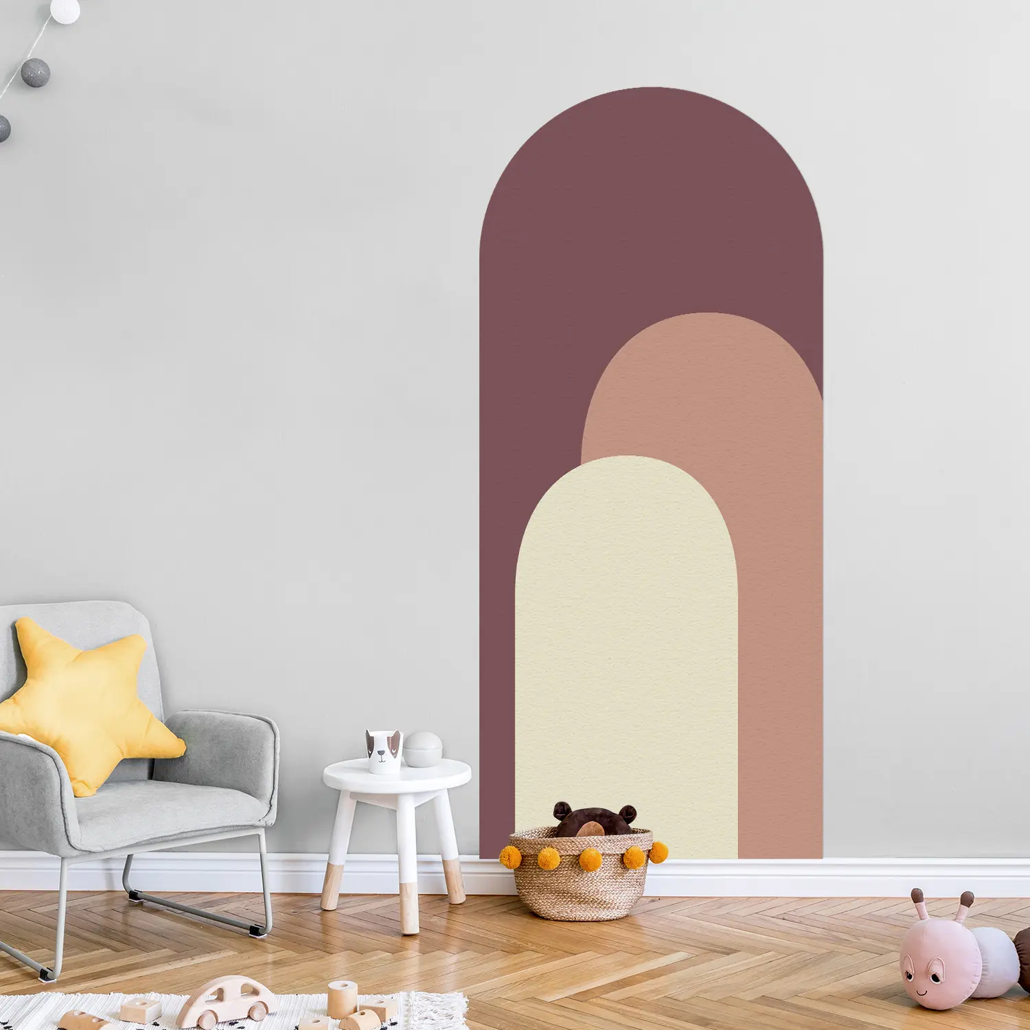 2-Piece Home Decor Wall Stickers, Artistic Geometric Self-Adhesive Arch Wallpaper, Creative Space Decoration for Living Room Bedroom Walls