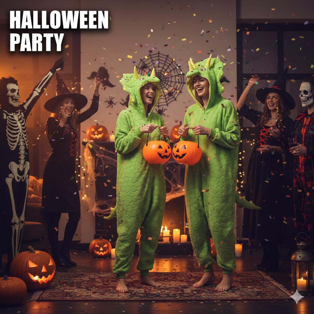 Oversized hooded wearable triceratops onesie pajamas for adults — Halloween dinosaur costume animal cosplay one-piece for party women sets