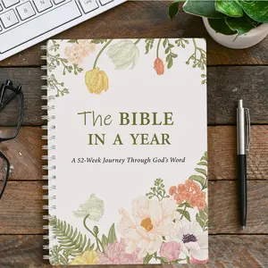 Read Bible in One Year Spiral Binding, 52 Week Study Guide, Daily Scripture Reading & Reflection Questions, Christian Spiritual Journal, Devotional Notebook, Bible Study Supplies