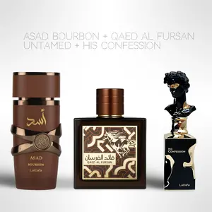 The Steven Bundle-Asad Bourbon + Qaed Al Fursan Untamed + His Confession Eau de Parfum – 3 x 100ml (3.4 fl oz) – Signature Fragrance Set