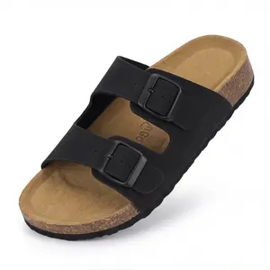 SHOESLOCKER Women's Non-Slip Cork Slides Double-Strap Buckle Sandals for Summer Footwear Cloud Comfort & Timeless Style Ideal for Beach & Outdoor Activities