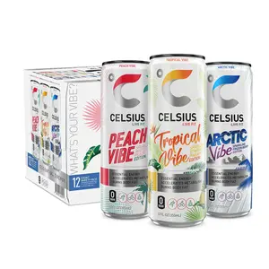 CELSIUS Sparkling Vibe Variety Pack, Functional Energy Drink 12 fl oz (Pack of 12)