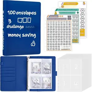 [New deal] -  100 Envelopes Money Saving Challenge Binder with Lock, A5 Savings Binder Challenge Book Budget Planner with Cash Envelopes for Money Saving - Password Lock to Protect Cash Security, Navy Blue