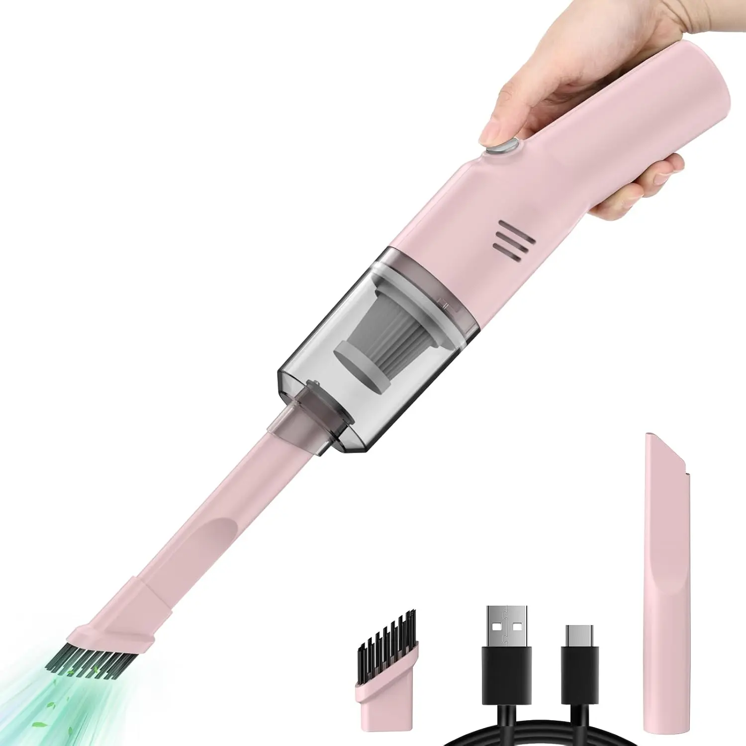 Portable Mini  Vacuum Cleaner Pink, High Power Cordless(400g) Handheld Rechargeable Vacuum Cleaner for Desk V06