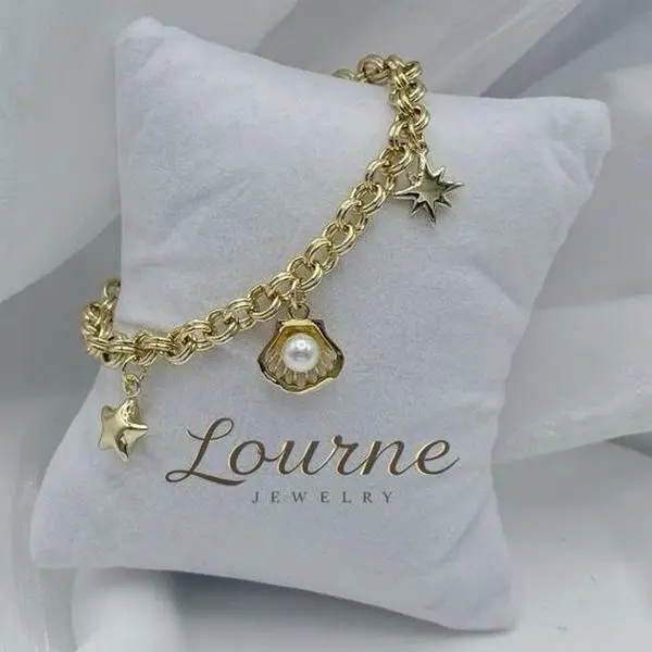 #1274 Bracelet  concha adjustable 7,8 Laminado 14k capas Oro Real Alta Calidad Uso Diario