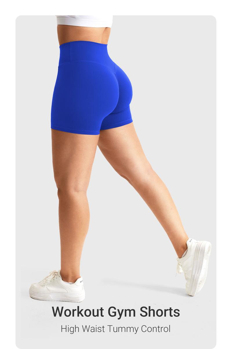 YEOREO Women's Biker Shorts 2.5" /4.5" No Front Seam Elysina High Waist Hidden Scrunch Workout Gym Yoga Running Shorts