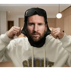 1pc Messi face mesh mask, funny mask, realistic role - playing the GOAT of soccer prank mask