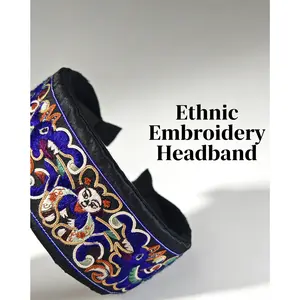 Authentic Hmong Handmade Headband |     Hand-Sewn Miao Ethnic Embroidery Hairband
